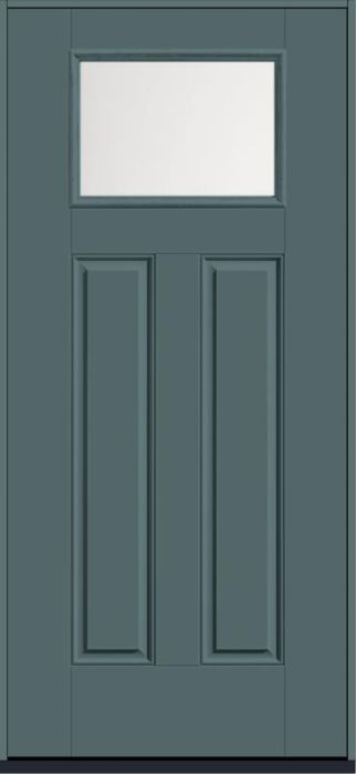 80 Satin Etch Craftsman Top View 2 Panel Smooth Fiberglass Single Door , WBD Impact