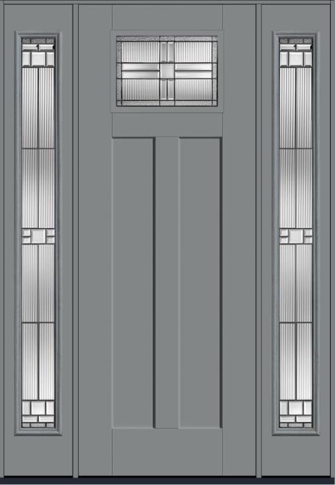 96 Saratoga Craftsman Top View 2 Panel Shaker Smooth Fiberglass Single Door,Sidelites , WBD Impact