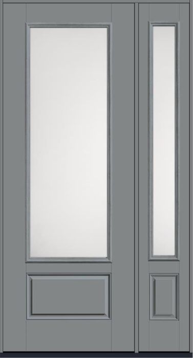 96 Satin Etch 3/4 Lite 1 Panel Smooth Fiberglass Single Door,Sidelite , WBD Impact