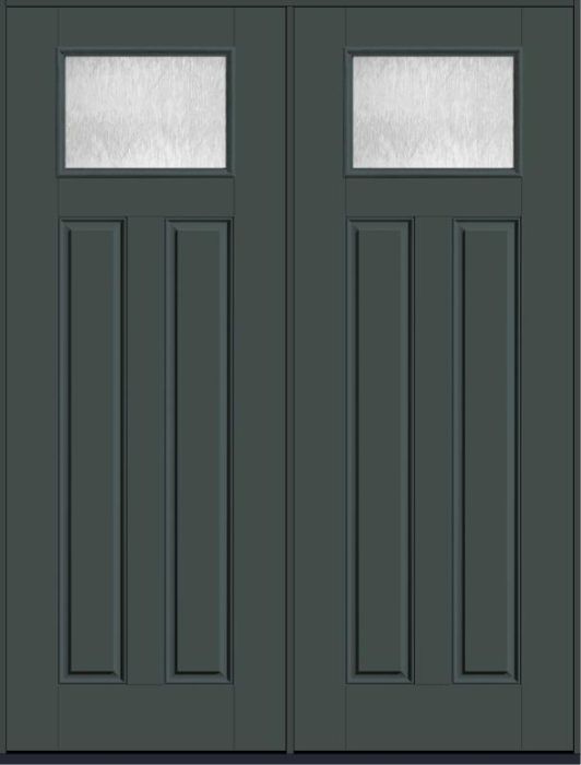96 Chord Craftsman Top View 2 Panel Smooth Fiberglass Double Doors , WBD Impact
