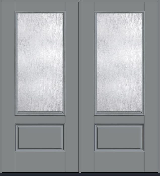 80 Rainglass 3/4 Lite 1 Panel Smooth Fiberglass Double Doors , WBD Impact
