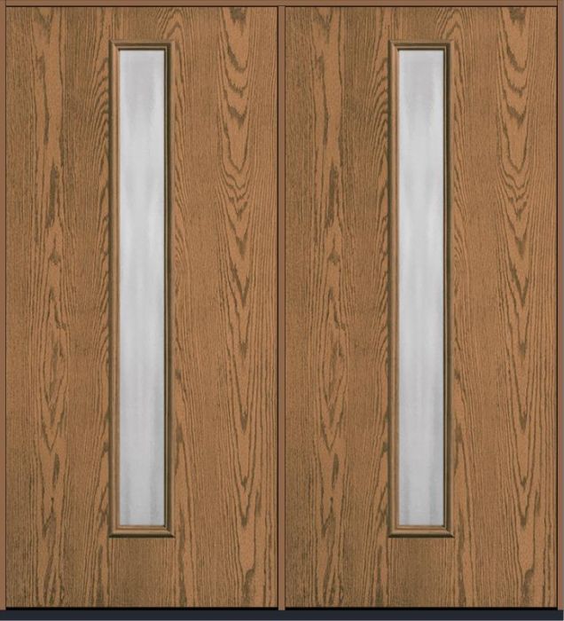 80 Chinchilla Modern Pulse Linea Centered Smooth Fiberglass Double Doors , WBD Impact