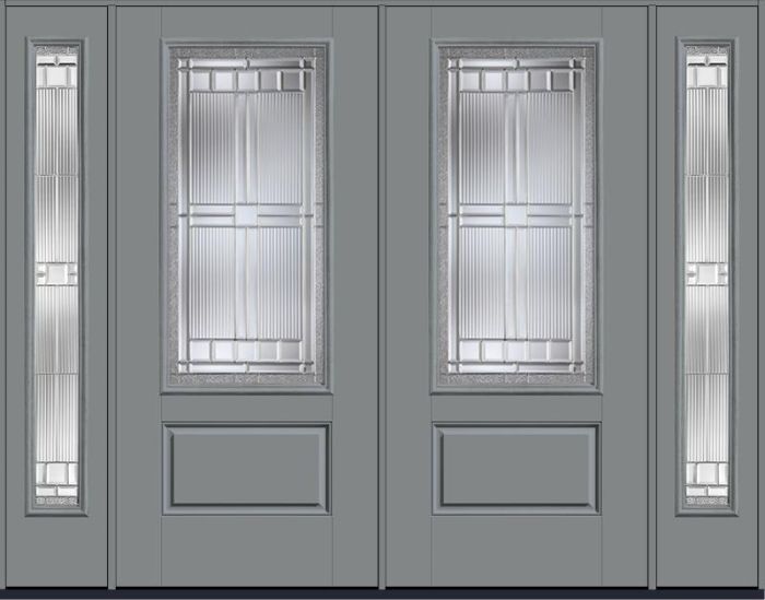 80 Saratoga 3/4 Lite 1 Panel Smooth Fiberglass Double Door,Sidelites , WBD Impact
