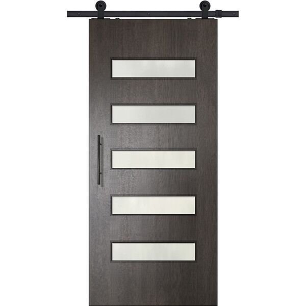 36" x 80" Mahogany 5 Lite Beverely TDL Single Barn Door