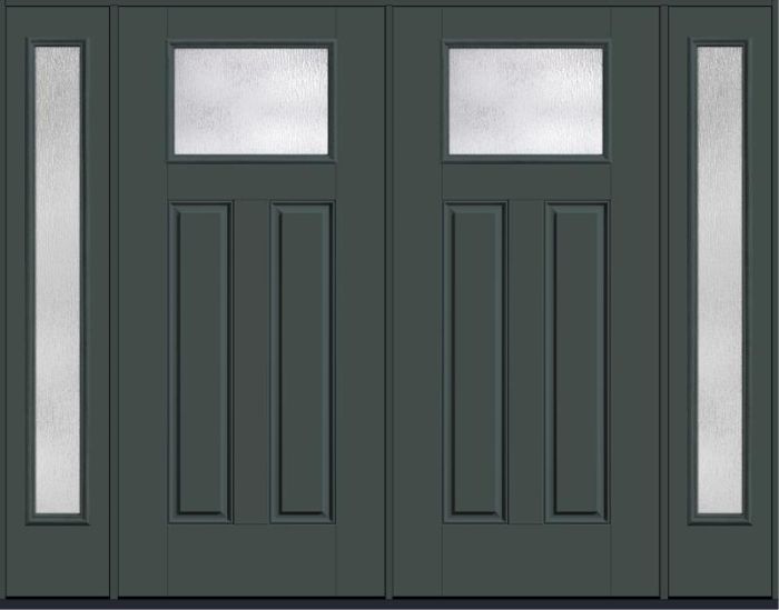 80 Rainglass Craftsman Top View 2 Panel Smooth Fiberglass Double Door,Sidelites , WBD Impact