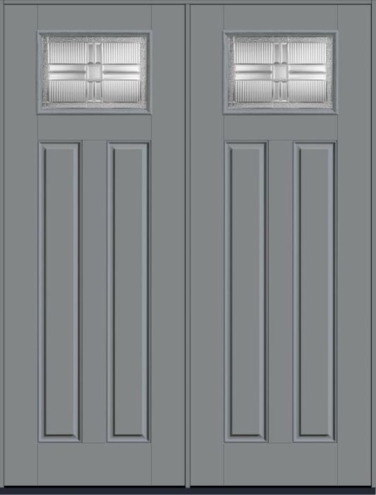 96 Saratoga Craftsman Top View 2 Panel Smooth Fiberglass Double Doors , WBD Impact