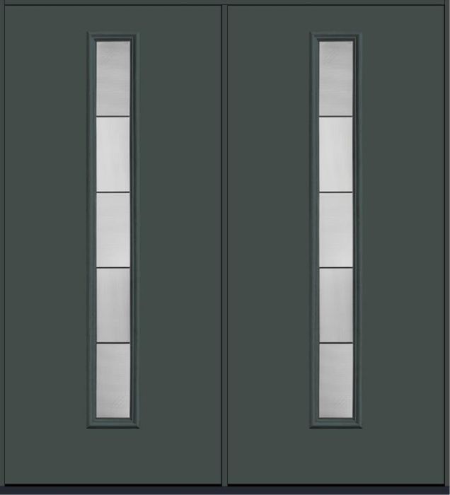 80 Axis Modern Pulse Linea Centered Smooth Fiberglass Double Doors , WBD Impact