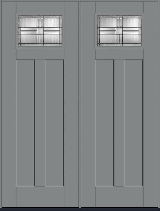 96 Saratoga Craftsman Top View 2 Panel Shaker Smooth Fiberglass Double Doors , WBD Impact