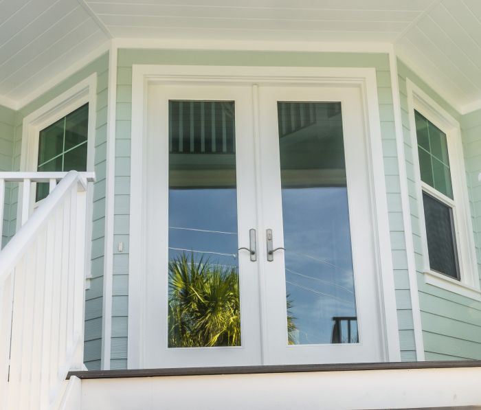Low-e Full Lite Fiberglass Double Door, Impact Rated