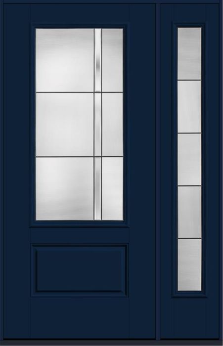 80 Axis 3/4 Lite 1 Panel Smooth Fiberglass Single Door,Sidelite , WBD Impact