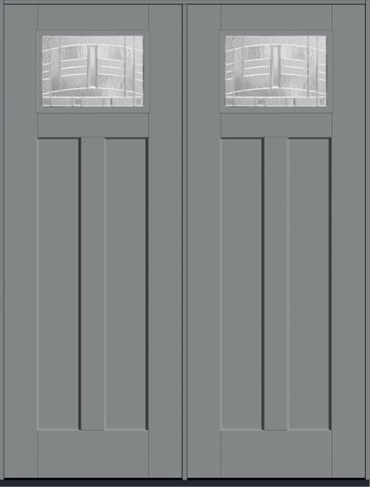 96 Maple Park Craftsman Top View 2 Panel Shaker Smooth Fiberglass Double Doors , WBD Impact