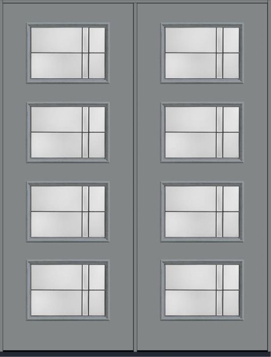 96 Axis Modern Pulse Ari 4-Lite Smooth Fiberglass Double Doors , WBD Impact