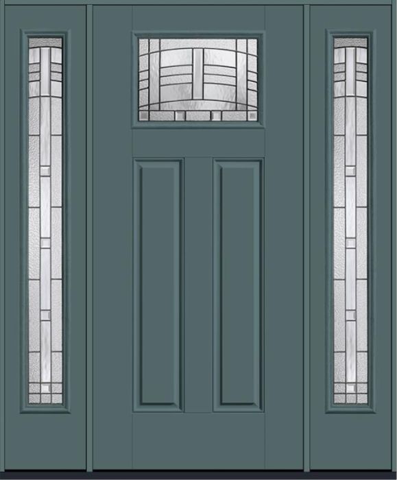 80 Maple Park Craftsman Top View 2 Panel Smooth Fiberglass Single Door,Sidelites , WBD Impact