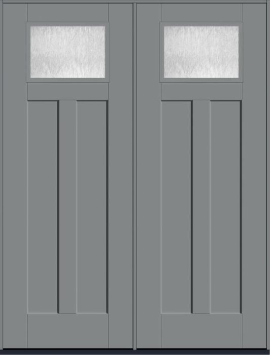 96 Chord Craftsman Top View 2 Panel Shaker Smooth Fiberglass Double Doors , WBD Impact
