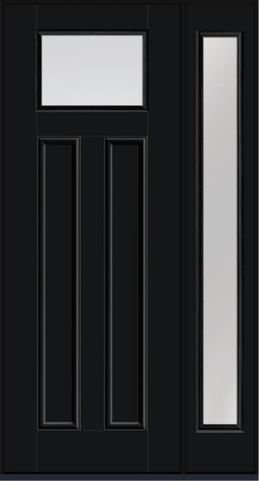 96 Low-E Craftsman Top View 2 Panel Shaker Smooth Fiberglass Single Door,Sidelite , WBD Impact