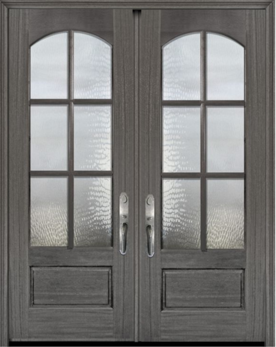 36" x 96" Double 3/4 Lite Arch 6 Lite SDL Woodcraft Mahogany Door