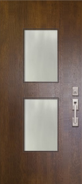 80" Newport Woodcraft Mahogany Contemporary Door w/Textured Glass