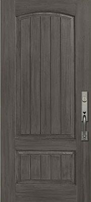 ValueSeries|36" x 80" 3/4 V-Groove Mahogany Arch 2 Panel Camber Single Door