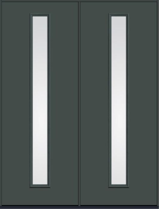 96 Low-E Modern Pulse Linea Centered Smooth Fiberglass Double Doors , WBD Impact