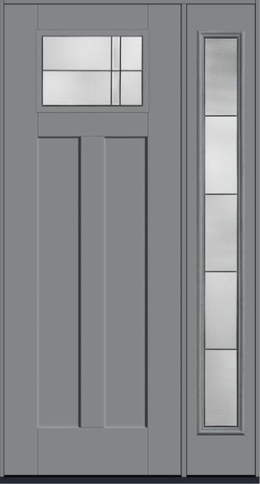 96 Axis Craftsman Top View 2 Panel Shaker Smooth Fiberglass Single Door,Sidelite , WBD Impact