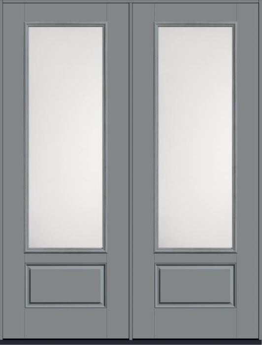 96 Satin Etch 3/4 Lite 1 Panel Smooth Fiberglass Double Doors , WBD Impact