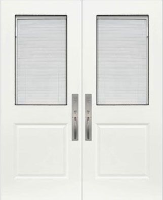 ValueSeries |32" x 80" 1/2 Lite Smooth with Blinds & Clear Glass Double Door