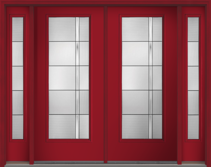 80 Axis Contemporary Modern Full Lite Smooth Fiberglass Double Door,Sidelites , WBD Impact