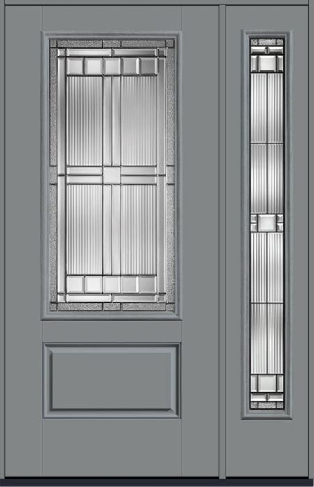 80 Saratoga 3/4 Lite 1 Panel Smooth Fiberglass Single Door,Sidelite , WBD Impact