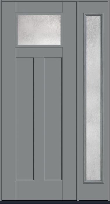 96 Rainglass Craftsman Top View 2 Panel Shaker Smooth Fiberglass Single Door,Sidelite , WBD Impact