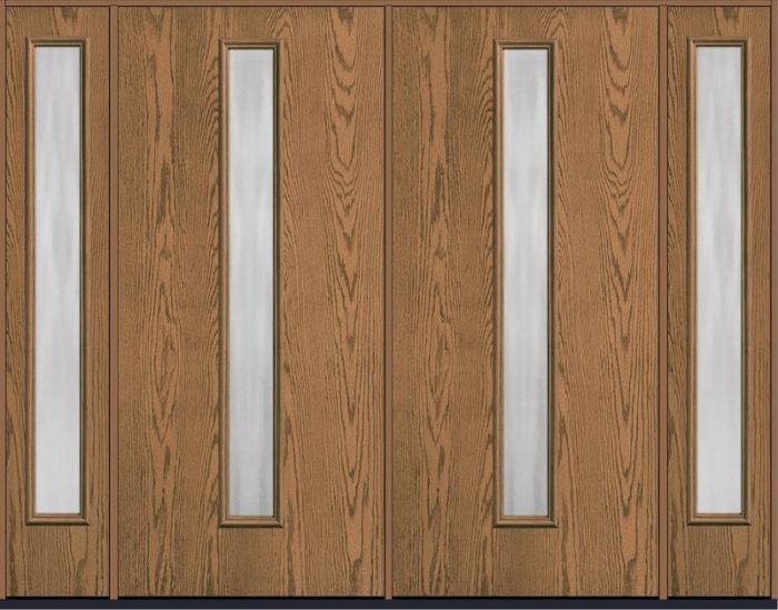 80 Chinchilla Modern Pulse Linea Centered Smooth Fiberglass Double Door,Sidelites , WBD Impact