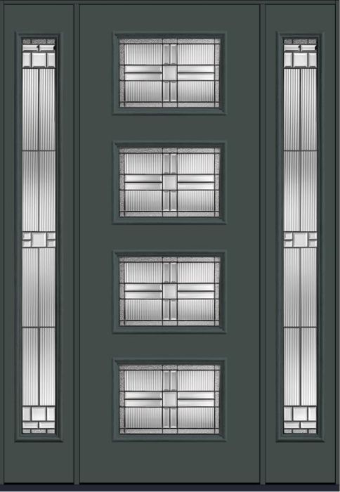 96 Saratoga Modern Pulse Ari 4-Lite Smooth Fiberglass Single Door,Sidelites , WBD Impact