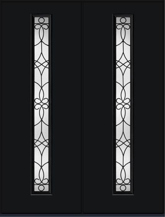 96 Salinas Modern Pulse Linea Centered Smooth Fiberglass Double Doors , WBD Impact