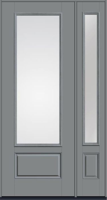 96 Clear 3/4 Lite 1 Panel Smooth Fiberglass Single Door,Sidelite , WBD Impact