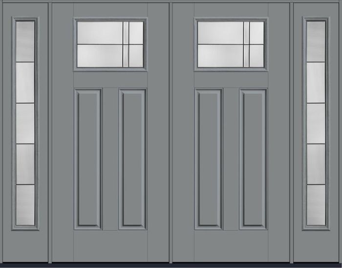 80 Axis Craftsman Top View 2 Panel Smooth Fiberglass Double Door,Sidelites , WBD Impact