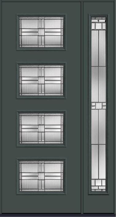 96 Saratoga Modern Pulse Ari 4-Lite Smooth Fiberglass Single Door,Sidelite , WBD Impact