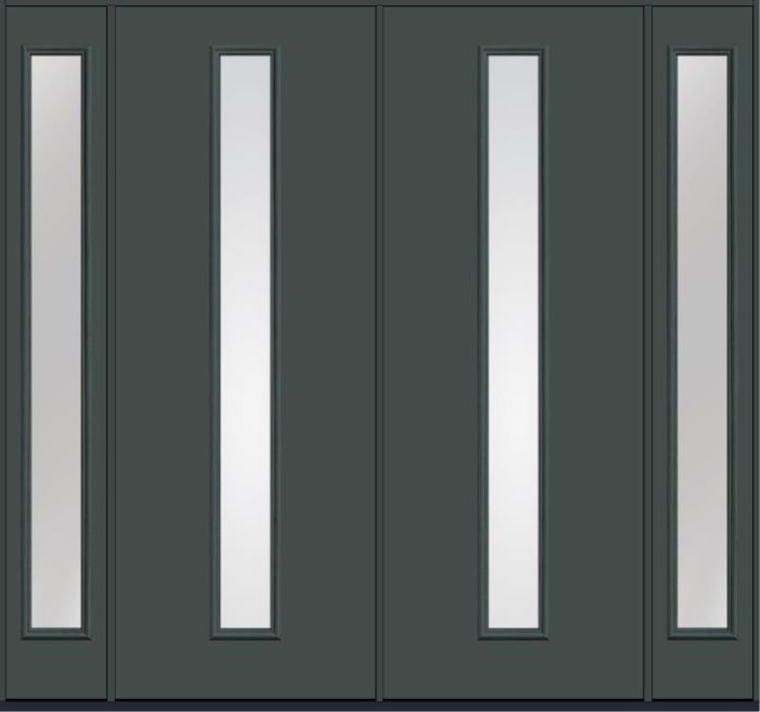96 Low-E Modern Pulse Linea Centered Smooth Fiberglass Double Door,Sidelites , WBD Impact