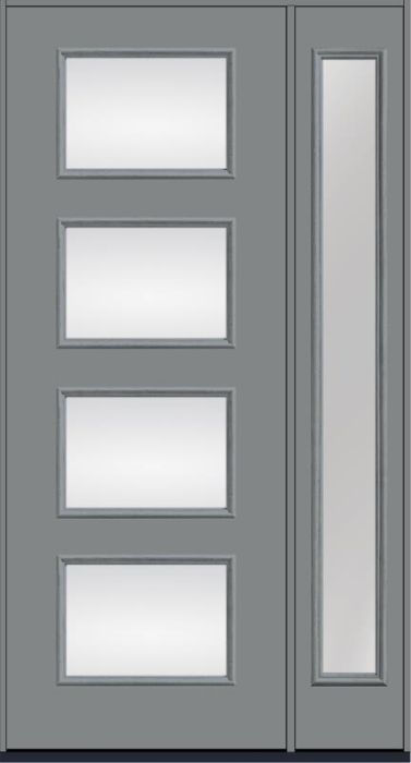 96 Low-E Modern Pulse Ari 4-Lite Smooth Fiberglass Single Door,Sidelite , WBD Impact