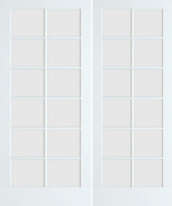 96" 12 Lite French Primed Wood Double Door