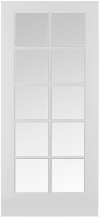 80" Primed 10 Lite Ovolo Interior Door, Clear, 1-3/8 Thick, PRI1310CL