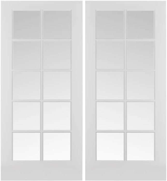 80" Primed 10 Lite Ovolo Interior Double Door, Clear, 1-3/8 Thick, PRI1310CL