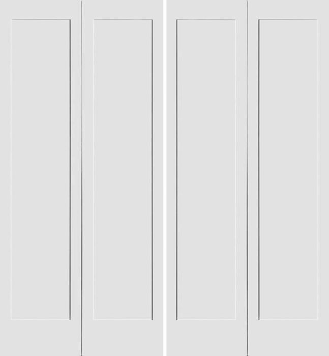80" Primed 1 Panel Shaker Bifold 4 Door, 1-3/8 Thick, PRI8401BF