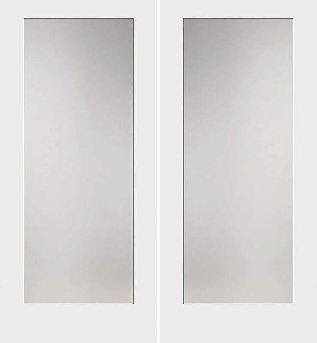 80" Primed Full Lite Interior Double Door, Diffused White Laminate, 1-3/8 Thick, PRI8401GL