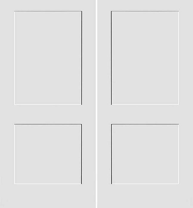 96" Primed 2 Panel Shaker Interior Double Door, 1-3/8 Thick, PRI8402