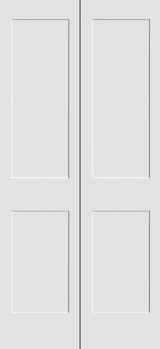 80" Primed 2 Panel Shaker Bifold 2 Door, 1-3/8 Thick, PRI8402BF