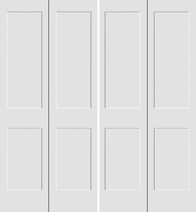 80" Primed 2 Panel Shaker Bifold 4 Door, 1-3/8 Thick, PRI8402BF