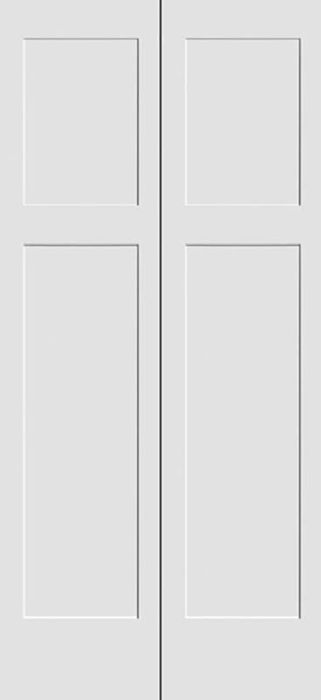 80" Primed 3 Panel Craftsman Shaker Bifold 2 Door, 1-3/8 Thick, PRI8403BF