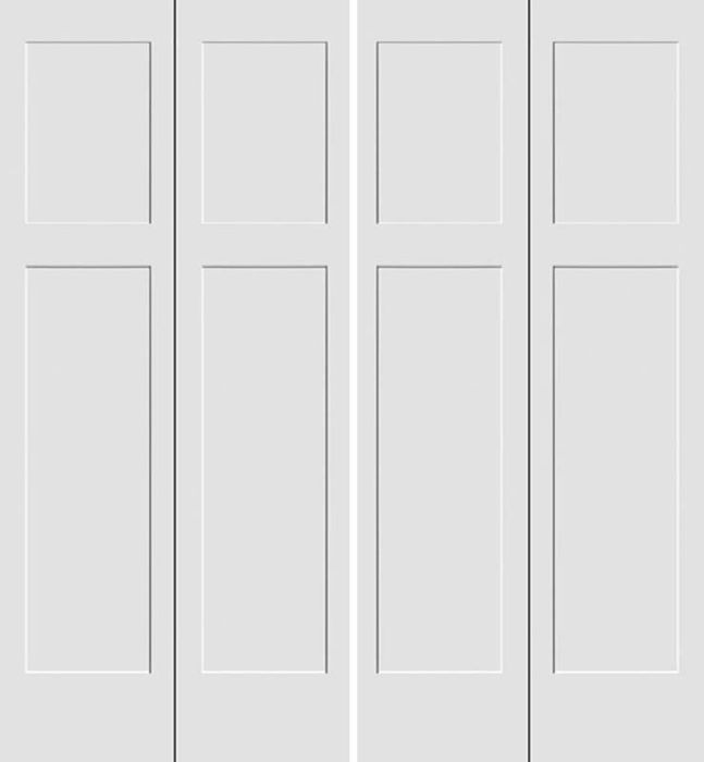 80" Primed 3 Panel Craftsman Shaker Bifold 4 Door, 1-3/8 Thick, PRI8403BF
