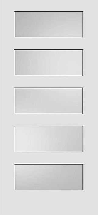 96" Primed 5 Lite Interior Door, Diffused White Laminate, 1-3/8 Thick, PRI8405GL