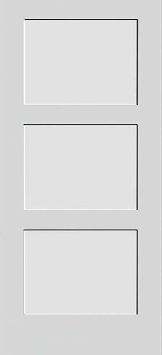 96" Primed 3 Panel Shaker Interior Door, 1-3/8 Thick, PRI8433