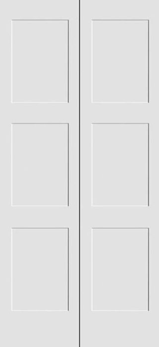 80" Primed 3 Panel Shaker Bifold 2 Door, 1-3/8 Thick, PRI8433BF